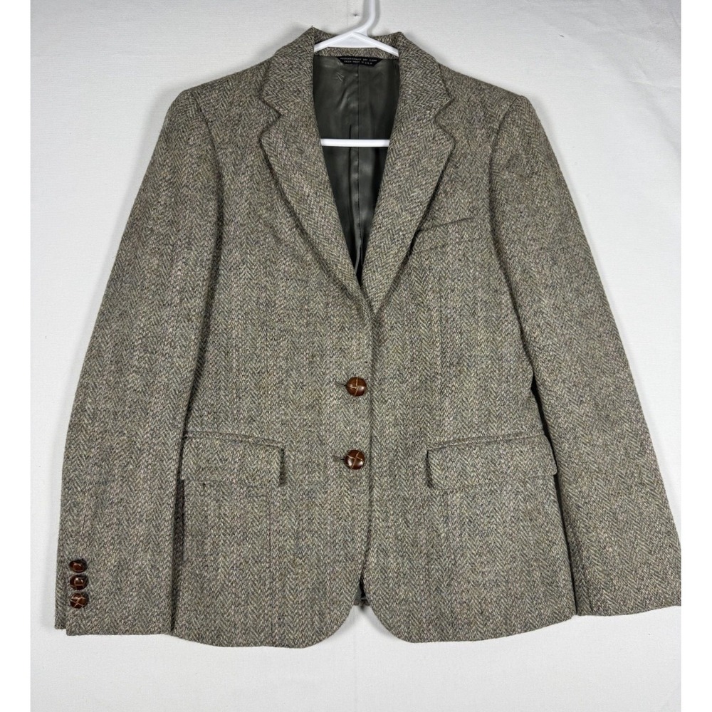 Vintage Harris Tweed Blazer Women's 8 Scottish Wool 2 Button Suit Jacket 90s